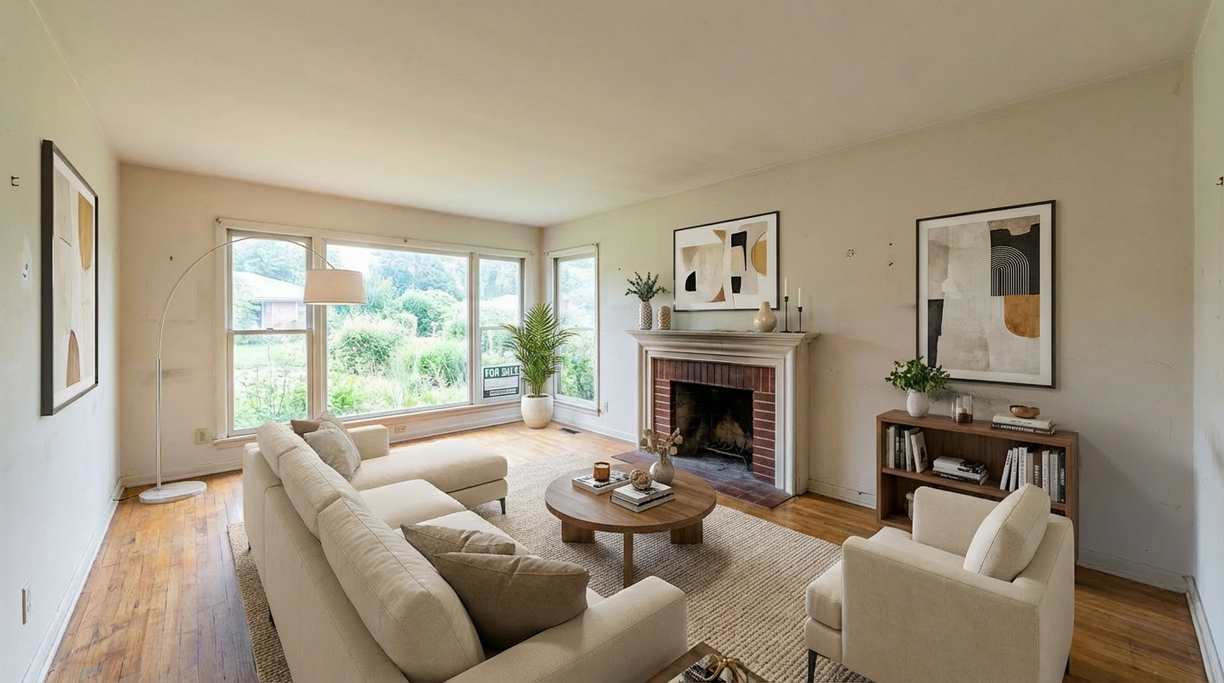 Demo room with AI-generated virtual furniture